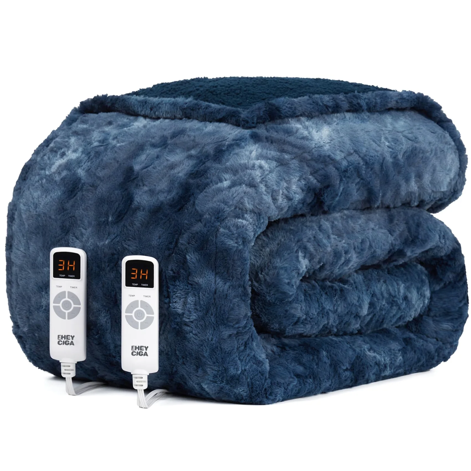 The EHEYCIGA heated throw in navy blue.